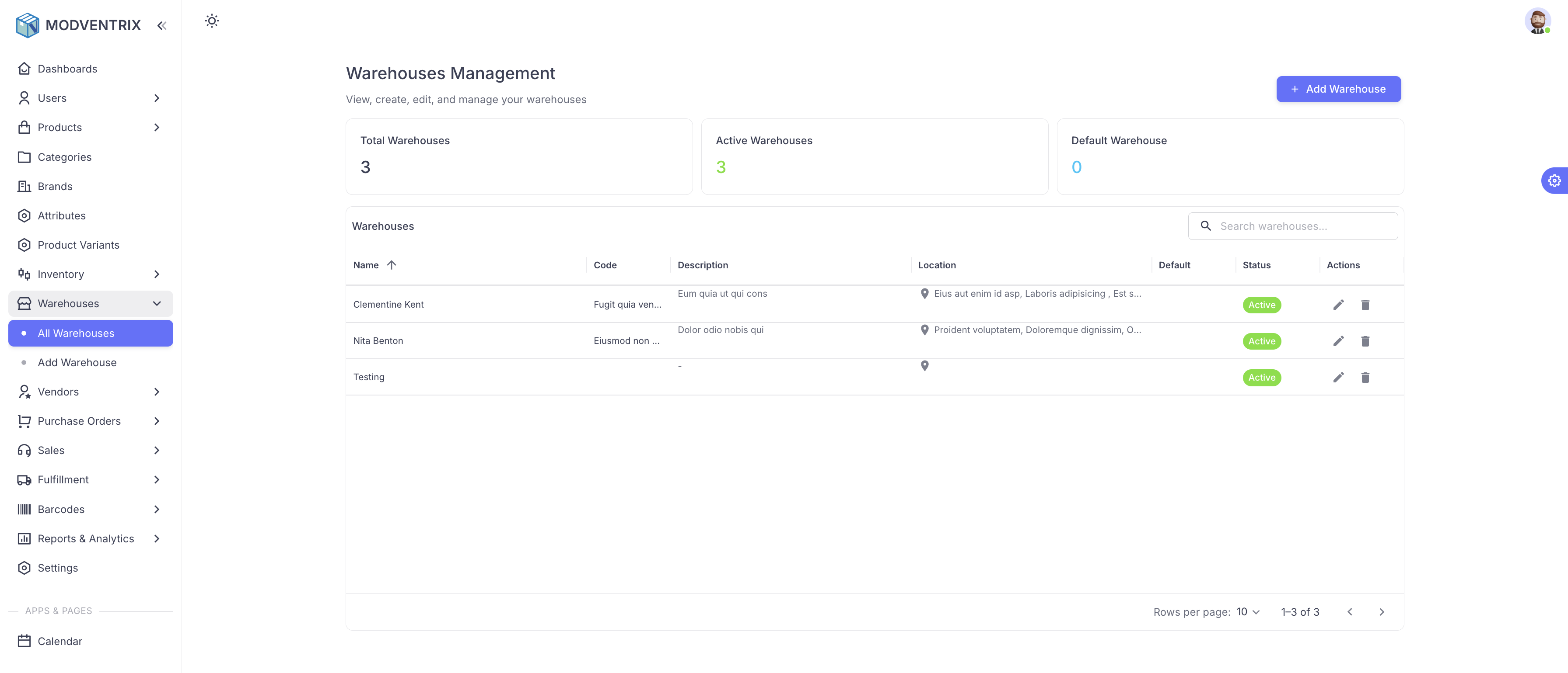 Multi-warehouse management system